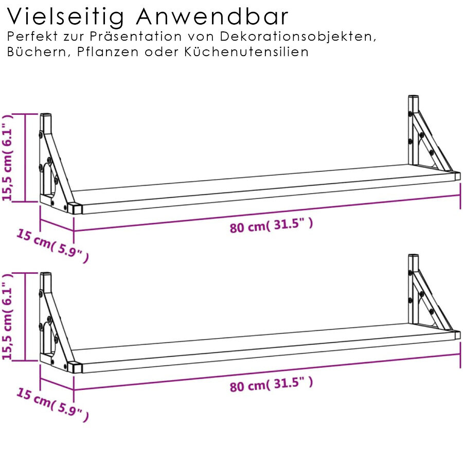 Wandregal Bianco 2-teilig Eiche – Bild 3