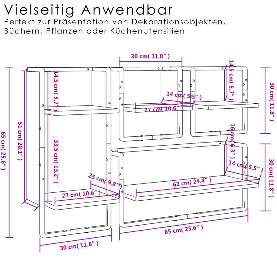 Wandregal Bianco 4-teilig Eiche – Bild 3